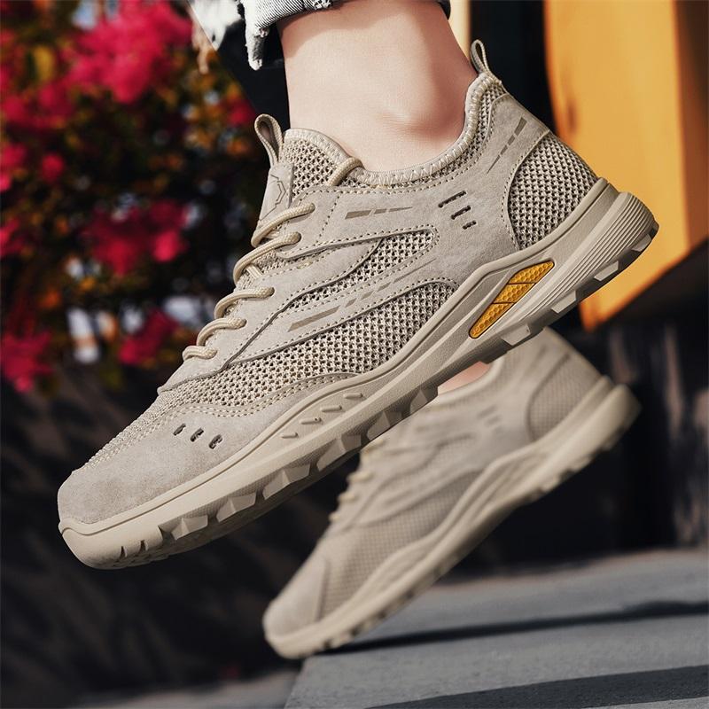 Модная легкая обувь для ходьбы Классические повседневные кроссовки для мужчин Сетчатая дышащая обувь на эластичной шнуровке Мужская обувь для тренировок, спорта, бега