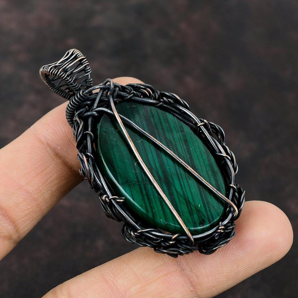 Зеленый огонь, лабрадорит, кулон, медная проволока, кулон, медные украшения ручной работы, оригинальный кулон с драгоценным камнем, проволочная пленка, ювелирный подарок для мамы