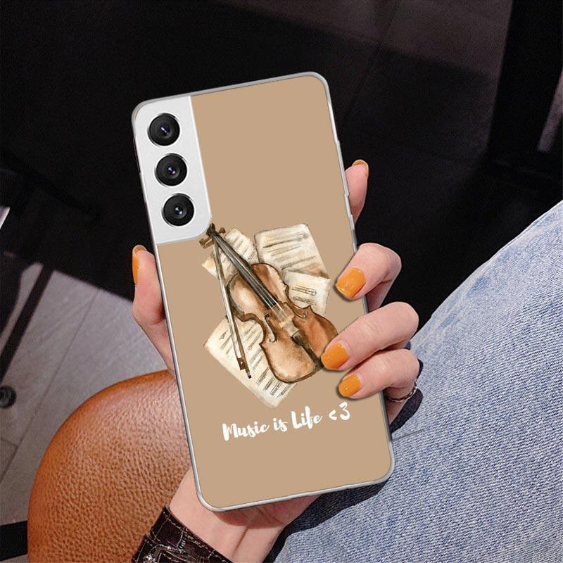 Чехол для телефона Samsung Galaxy с рисунком скрипки и нот S26 S25 Edge S23 S24 Ultra S22 Plus S21 S20 FE Уникальная крышка Мягкий чехол Galaxy S25 S23