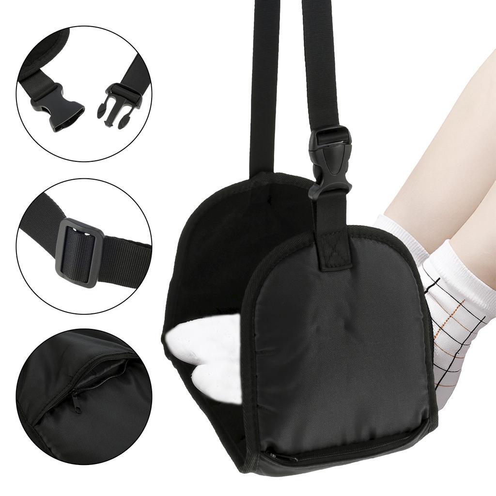 1/3Pcs Airplane Foot Hammock 420D Oxford Cloth Adjustable Aeroplane Footrest with Storage Bag Travel Plane Hanging Foot Hammock