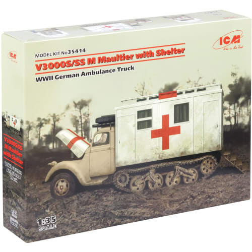 ICM 1/35 German Ford V3000S/SS M Maultier Field Ambulance (35414) Plastic Model