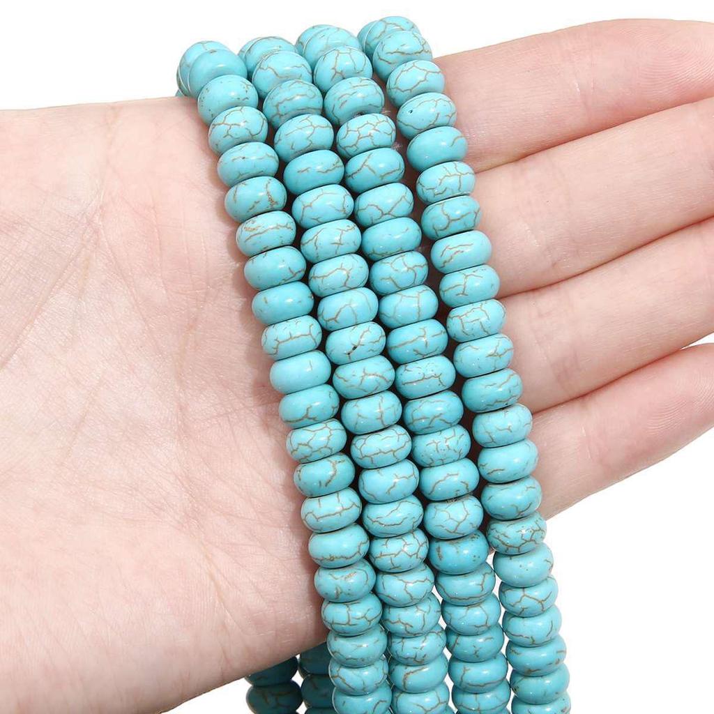 Synthetic Blue Turquoise DIY Jewelry Twisted and Special-Shaped Beads with Abacus and Animal Spacer Styles