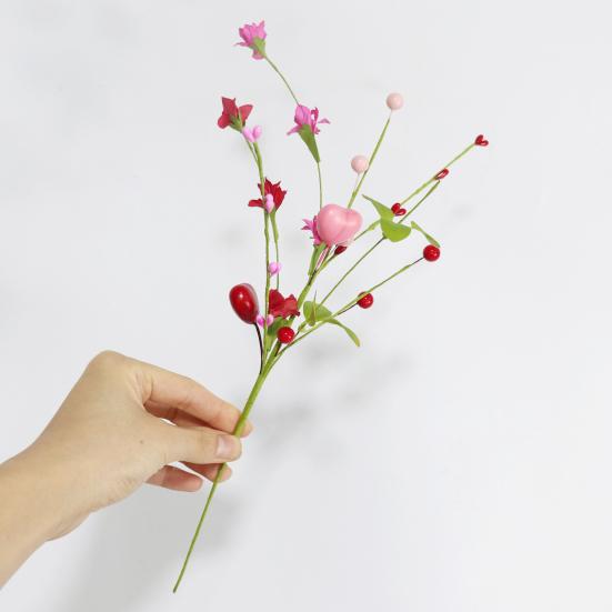 Yousheng Valentine's Day Artificial Berry Stems Pink Red Heart Shaped Berry Picks for Valentine's Day Wedding Party Anniversary Table Home Decor