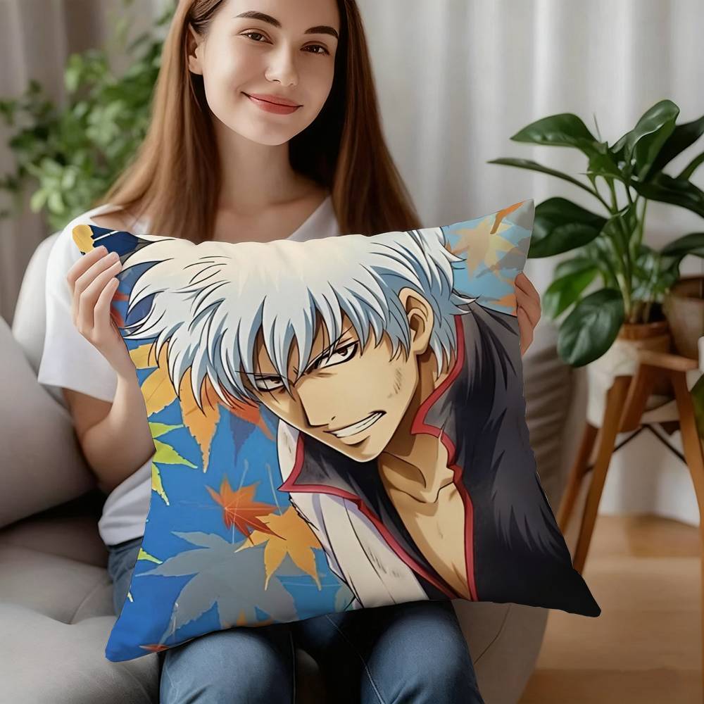 Аниме GinTama Наволочка Плюшевая Ткань Мягкая Наволочка Двусторонняя Печать Наволочка Подушка Бытовые Подарки