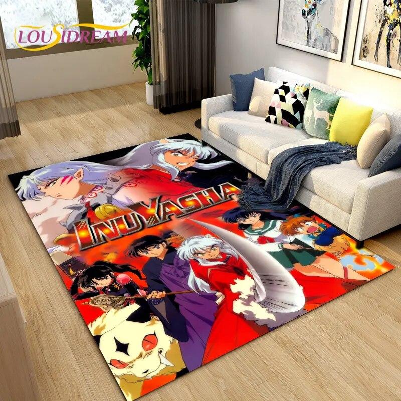 Inuyasha Япония Аниме Мультфильм Коврик, Коврик для гостиной Спальня Диван Коврик Украшение, Дети играют Нескользящий напольный коврик