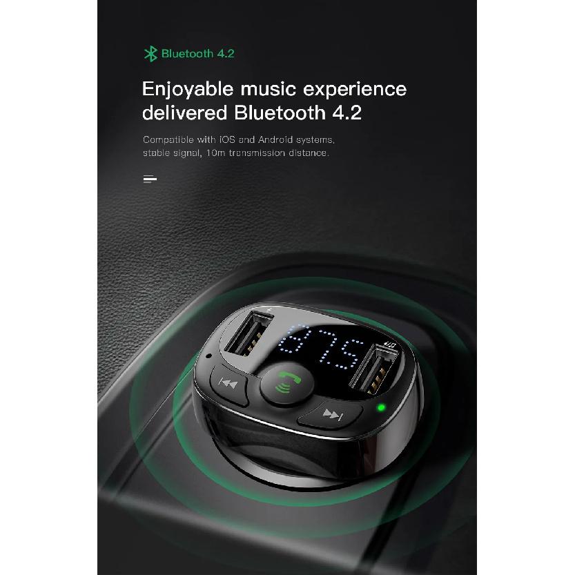 Baseus FM-передатчик Bluetooth Aux Аудио MP3-плеер FM-радио Двойной USB Быстрая зарядка Автомобильное зарядное устройство FM-модулятор Hands-free Автомобильный комплект