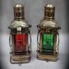 Set of 2 Brass Lantern Red, Green Glass Ship Oil Lamp Marine Lantern Nautical Beach Lantern Décor Hanging Oil Lamp 30.48 Cm