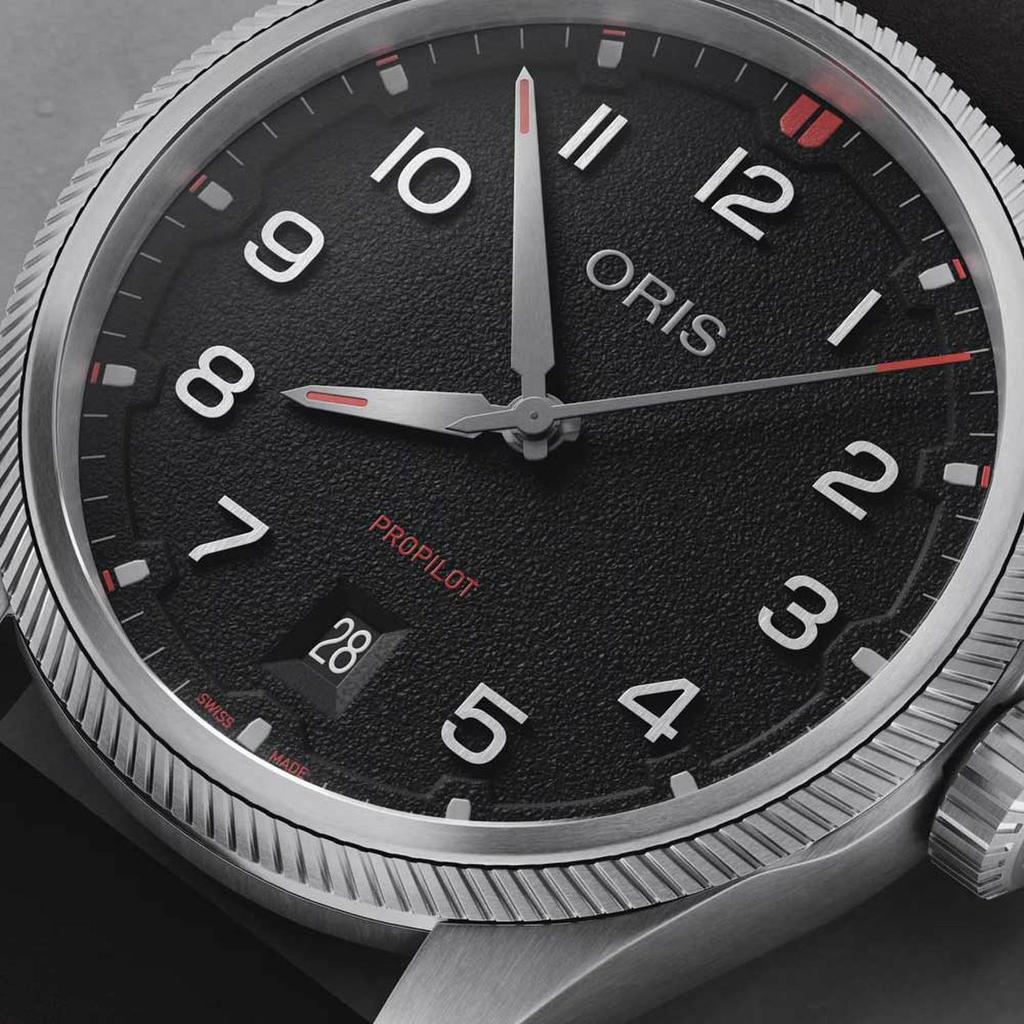 [Oris] Big Crown ProPilot Date 41mm High-Contrast Black Dial Technical Textile Strap Automatic Pilot Watch (733-7805-4164LS)