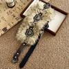 PU Leather Leather Fur Belt Patchwork Heart Plush Belt Furry Waistband  Dress Decoration
