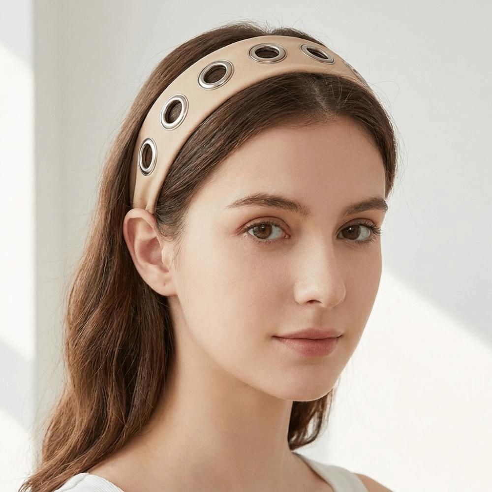 Grommet Hollowed Out Eyelets Headband Cashew Pattern Punk Headwrap Yoga Elastic Hair Band Sports