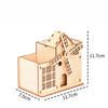Children's Creative DIY Model Wooden Puzzle 3D Puzzle Board Big Windmill Clockwork Sound Pen Holder, Music Box 117mm * 117mm * 75mm