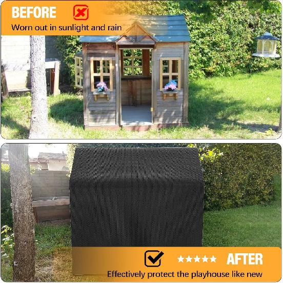 tonhui Outdoor Playhouse Cover, Waterproof Cover for Garden Cottage, 50" L x 45" W x 55" H, Backyard Wooden Playhouse Cover Rain and Sun Resistant