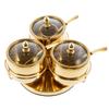 Stainless Steel Sugar Bowl Set with Transparent Glass Cover Bracket Rust Proof Seasoning Box Smooth Seasoning Jar Compact Sugar
