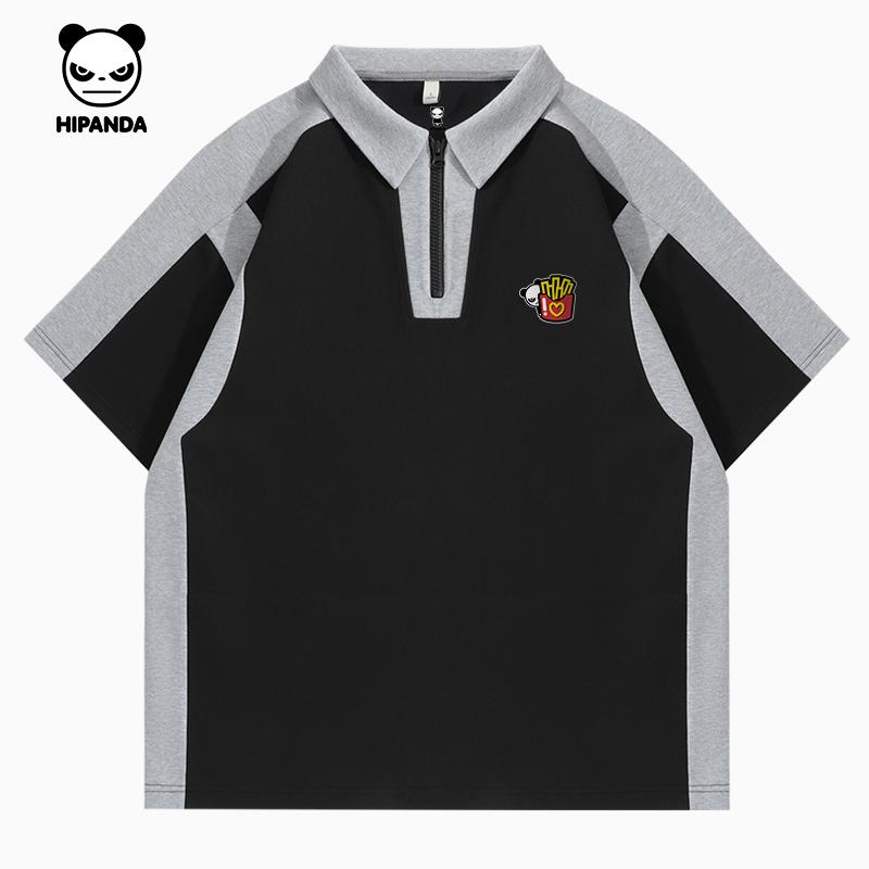 Hello Hipanda Panda Trendy Brand Personalized Design Short Sleeve Polo Shirt for Men's New Product Couple Short T