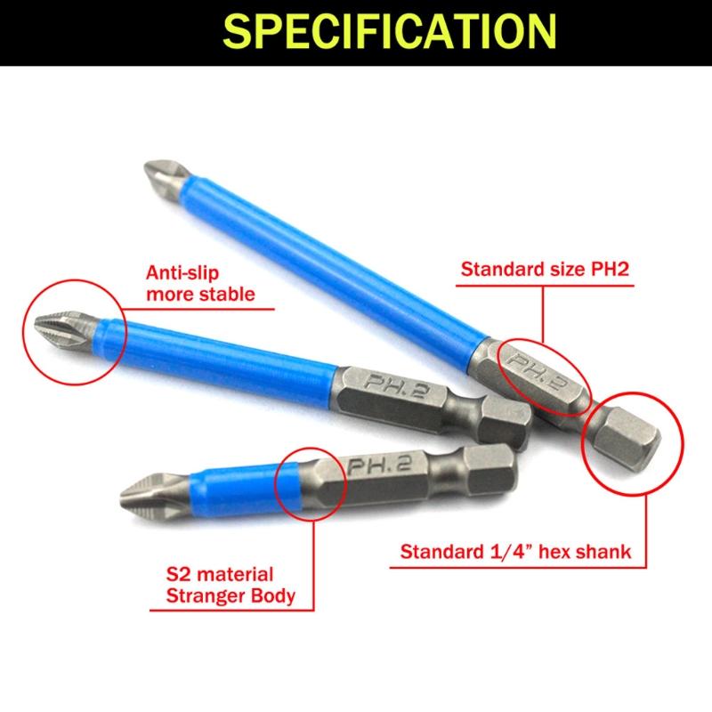 Magnetic Screwdriver Bits Set Screwdriver Drill Bit Tip for Power Screwdriver Drill Impact Driver Tool Accessory