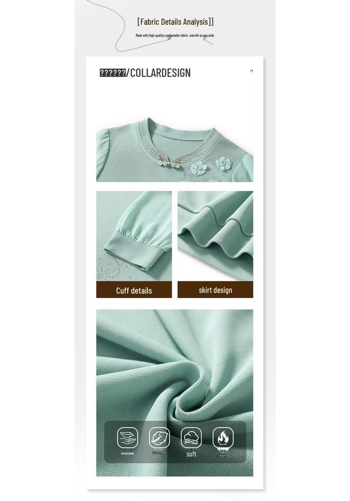 Stylish Round Neck Knit Sweater for Middle-Aged & Elderly Women - Age-Defying, Long-Sleeved Spring Top