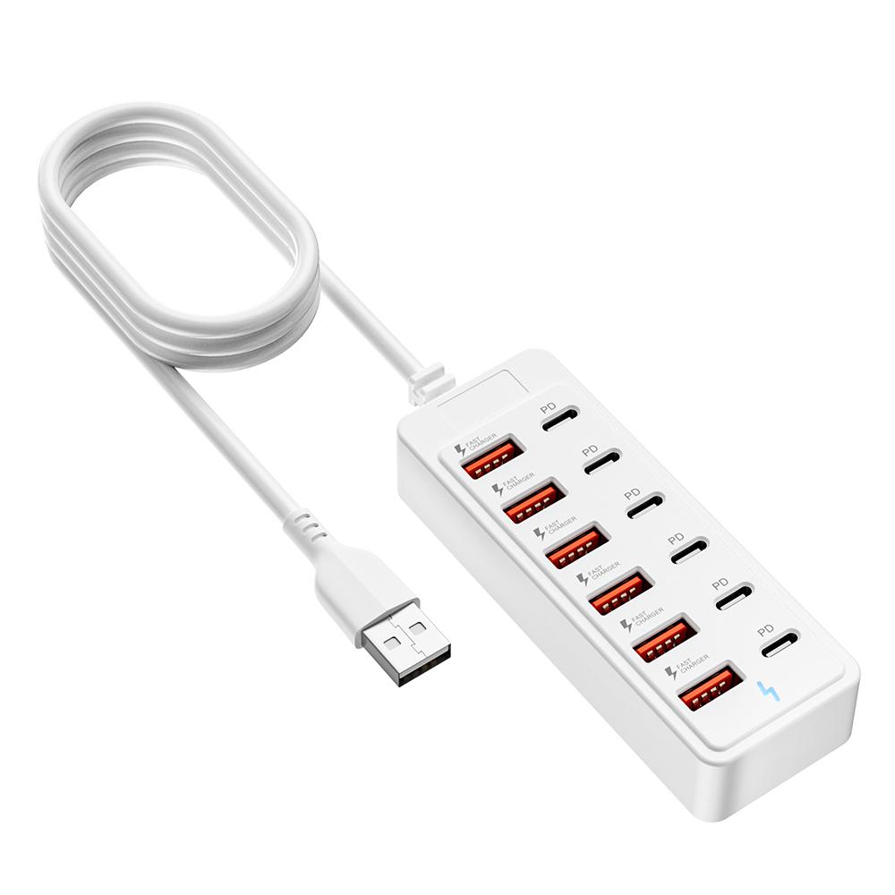 Быстрая USB зарядка 12 в 1 Сетевой фильтр Настольная зарядная станция Быстрая зарядка Кабель 1 м USB-хаб Адаптер Розетка для дома и офиса