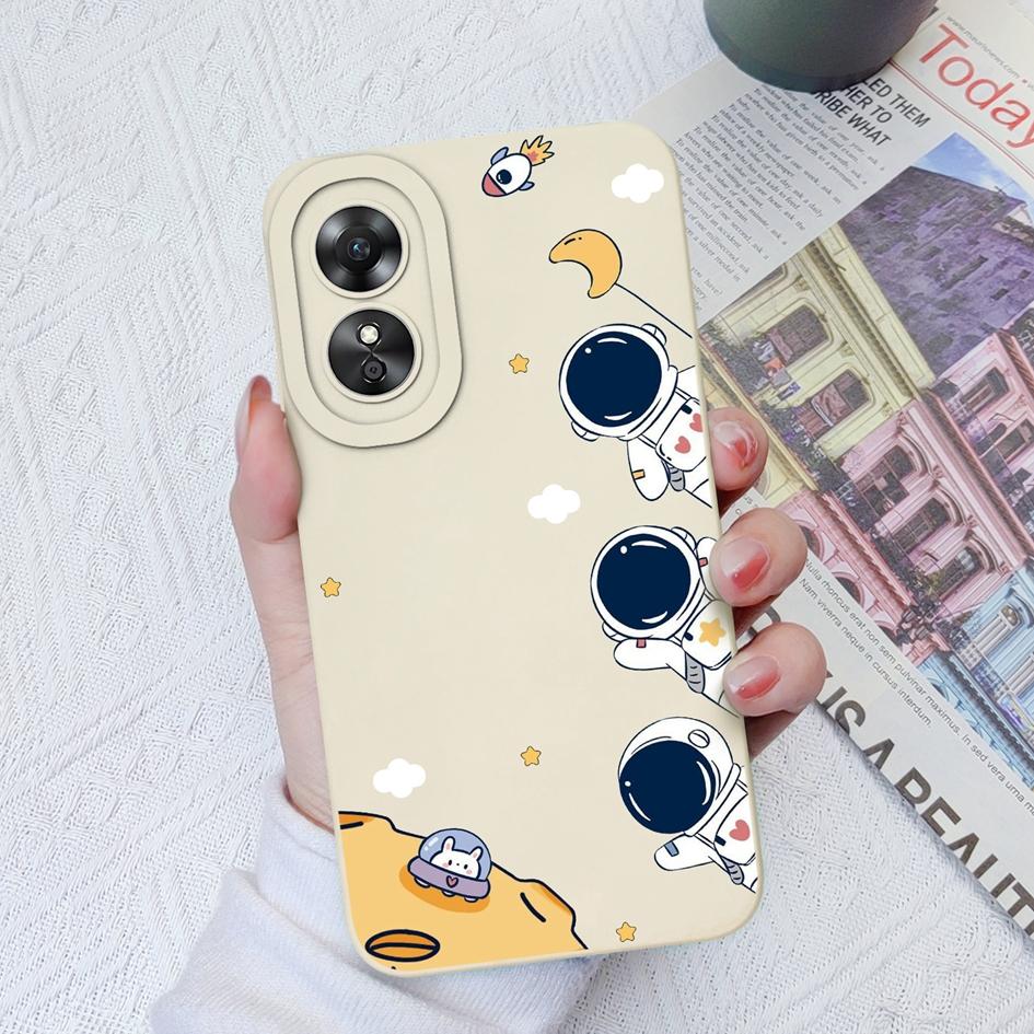 Чехол для телефона для OPPO A1 Pro 5G A9 A11 A15 A15S A17 A17K A33 A52, милый защитный чехол для камеры астронавта, жидкий силиконовый мягкий чехол для OPPO A58 Fundas Coque