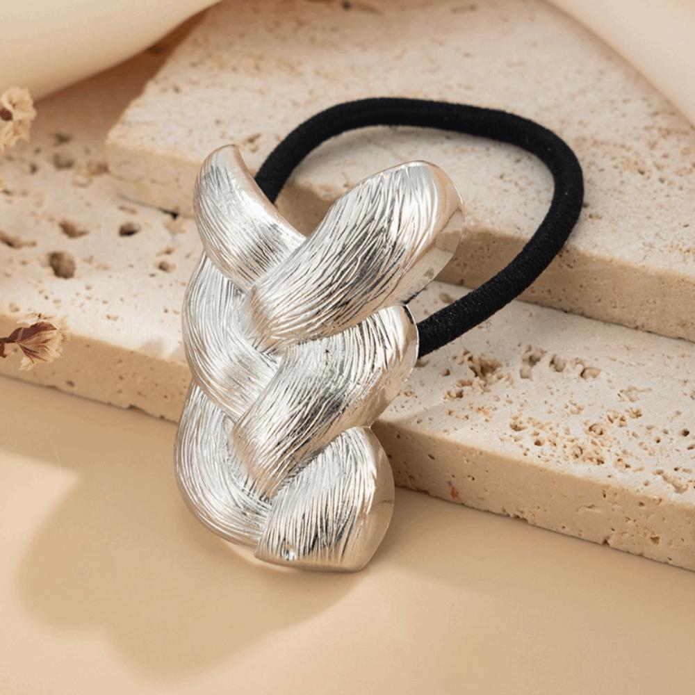 Braid Shaped Ponytail Hair Tie Metal Rubber Band Scrunchies Elastic Headband For Women Girls