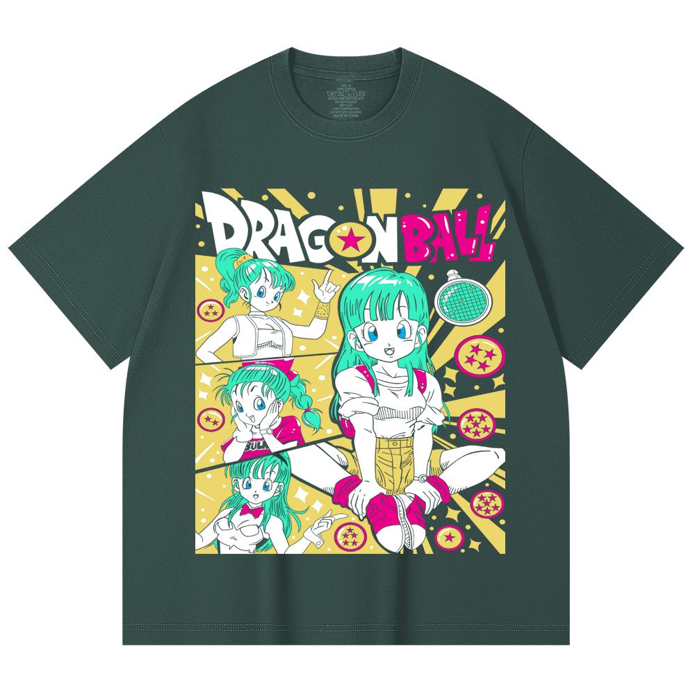230 Gsm 100% Cotton Dragon Ball V65 Bulma Print Unisex Heavy Cotton T Shirt