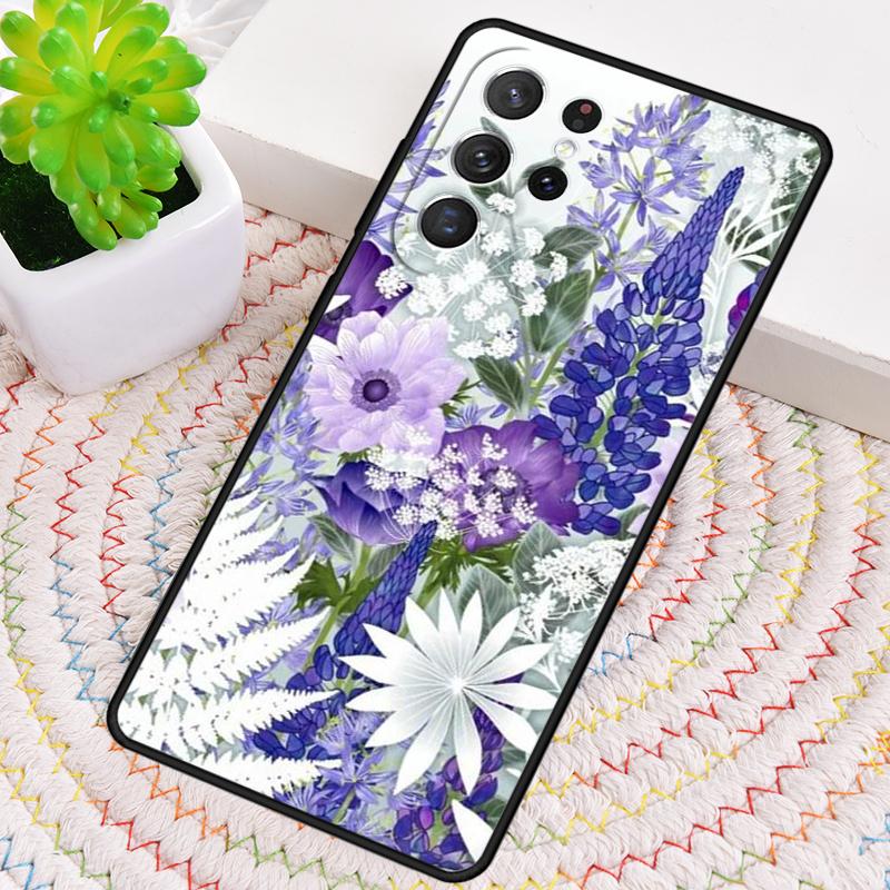 Синий чехол для телефона с цветами для Samsung Galaxy note 10 pro S26 Ultra S23 S24 FE S25 S21 S22 PLUS противоударный