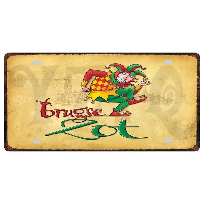 Металлическая табличка Бельгийское пиво 6x12 дюймов Duvel Jupiler Zot Пластина для стены Дома Ресторана Ремесленное Декорирование 30X15CM DC-1636A