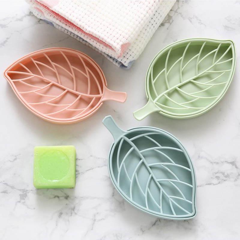 Multi-functional Soap Container Portable Bathroom Accessories Leaf Shape Soap Dish Soap Box 1PC