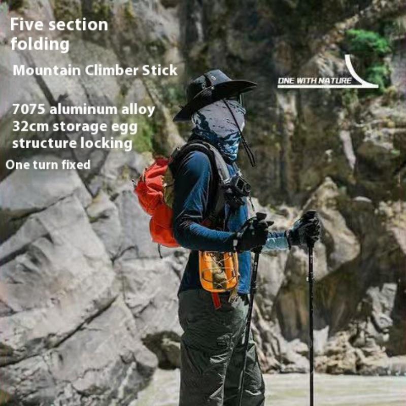 ALOCS Складная треккинговая палка, легкая треккинговая палка, треккинговая палка из алюминиевого сплава, переносная треккинговая палка, эргономичная ручка, треккинговая палка