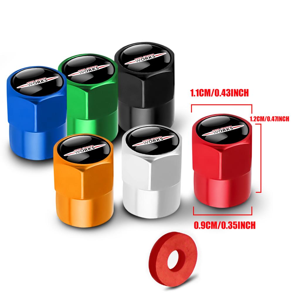 4pcs Car Metal Badge Wheel Tire Valve Caps Stem Cover For Mini Cooper S JCW Works F54 F55 F56 F57 F60 R50 R52 R53 R55 R56 R57 q4
