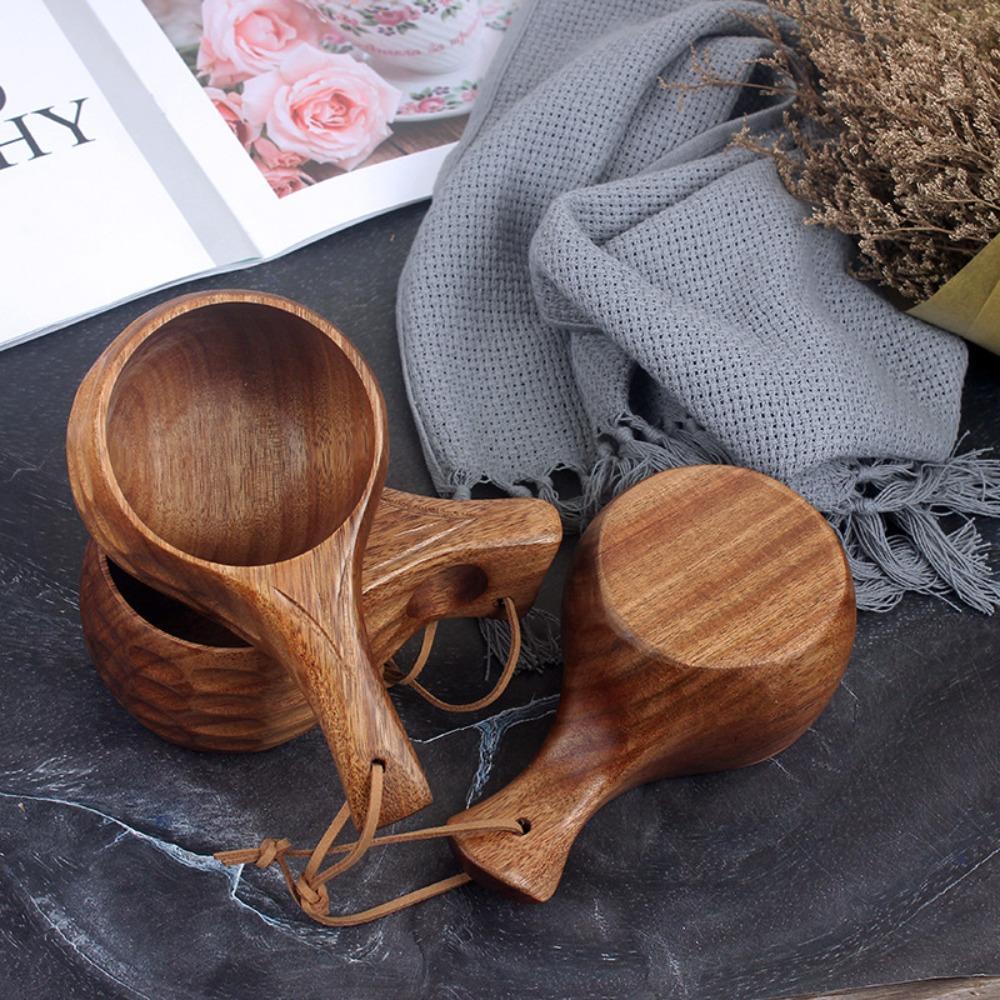 Wood Breakfast Cup Camping Handy Cup Acacia Wood Milk Cup Water Cup Breakfast Cup Turtle Shell
