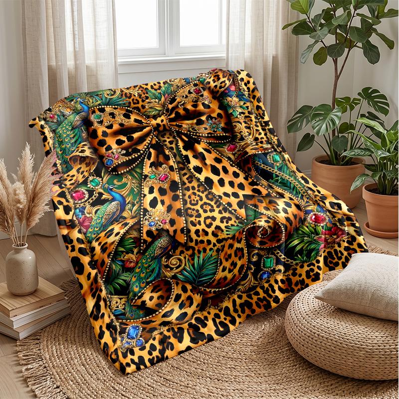 Leopard and Hummingbird Tapestry 1 Theme blanket Lightweight Warm Flannel Blanket Decorative Throw Blanket for Home Decoration
