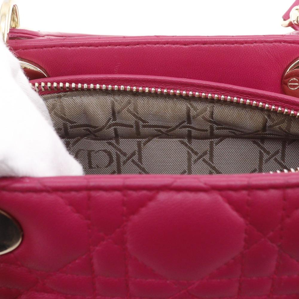 Dior Женская сумка Lady Dior Medium Canage из розовой кожи ягненка Б/у