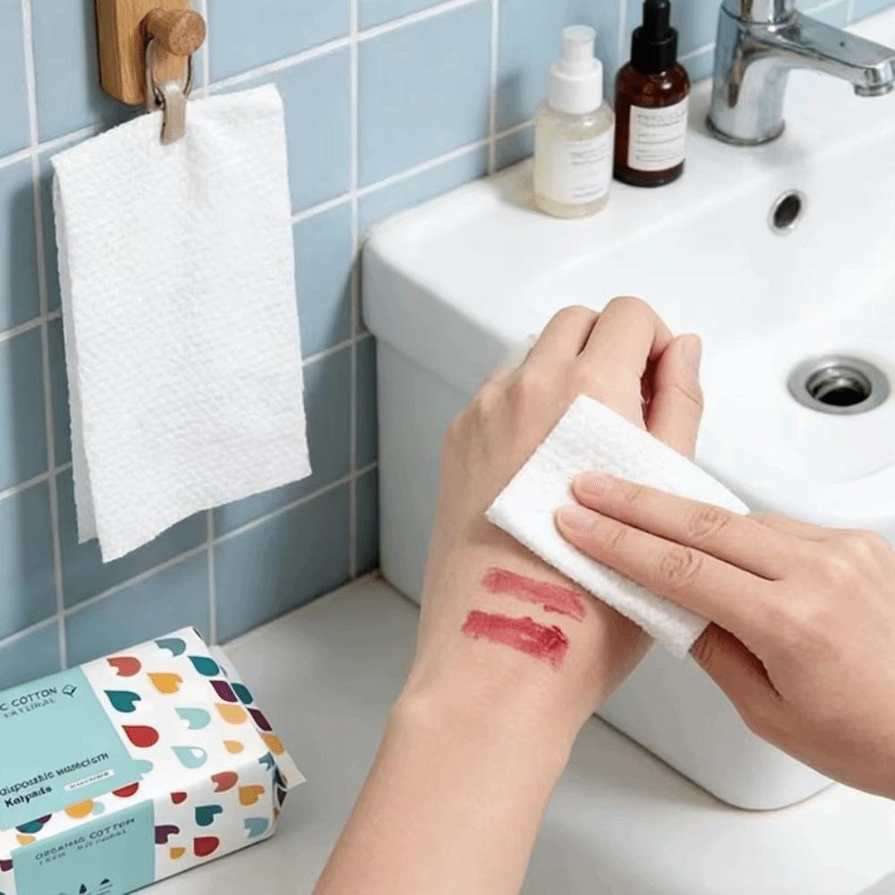60 Cards Skin-friendly Soft Touch Disposable Cotton Face Towel  Travel Outdoor Use