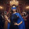 2Pcs/Set Solid Color Adult Superhero Cape with Eye Mask  Stage Performance