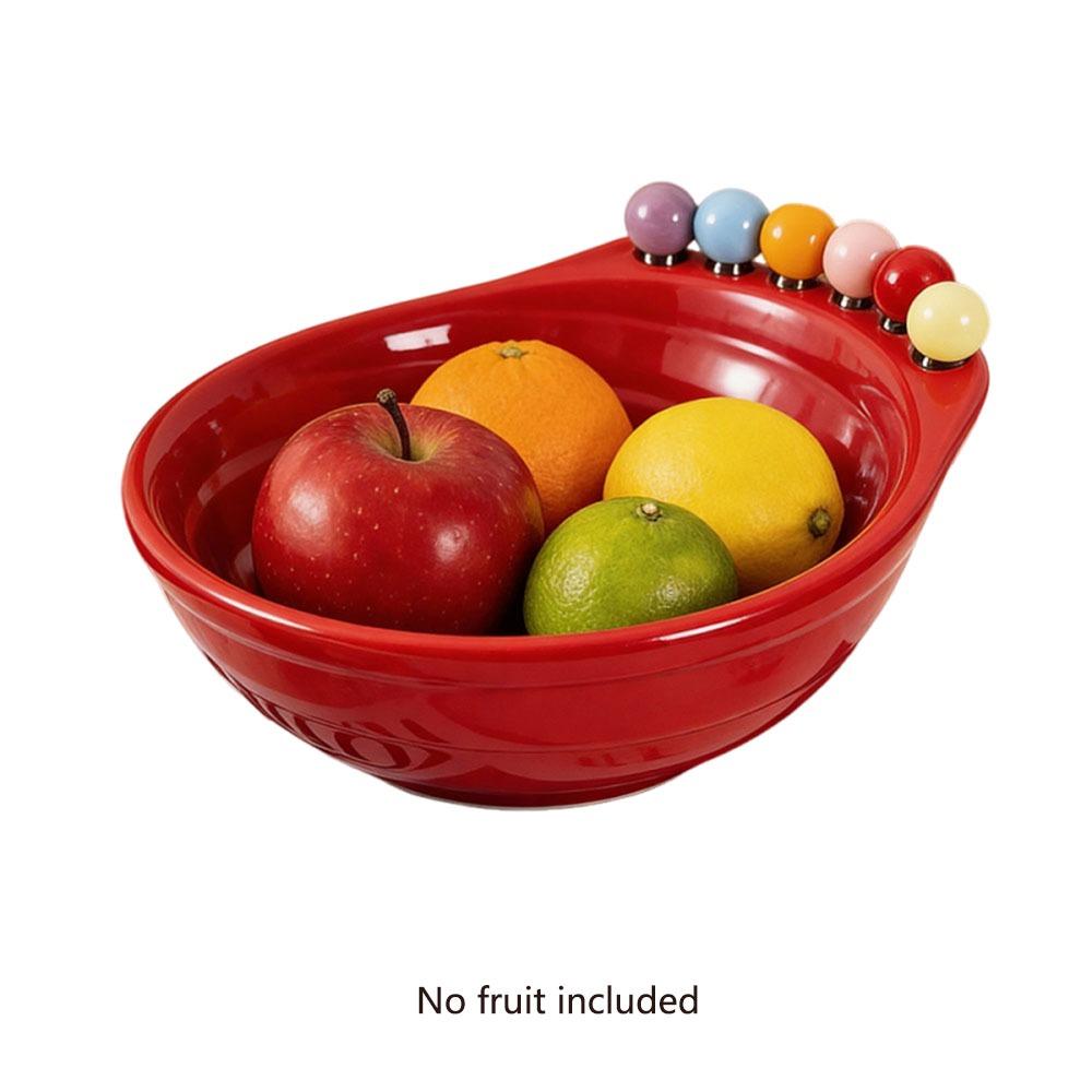 Decoration Fruit Bowl with Fork Geometric Pattern ABS Fruit Serving Plate Large Capacity With Fruit Fork Snack Plate