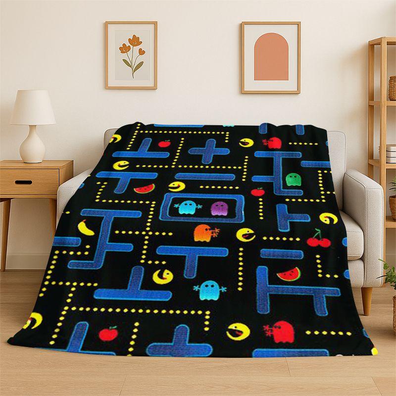 Retro P-Pacman Game Soft Flannel Throw Blanket,Cozy Blanket for Bed,Couch,Sofa,Bedroom,Living Room,Travel,Picnic Camping