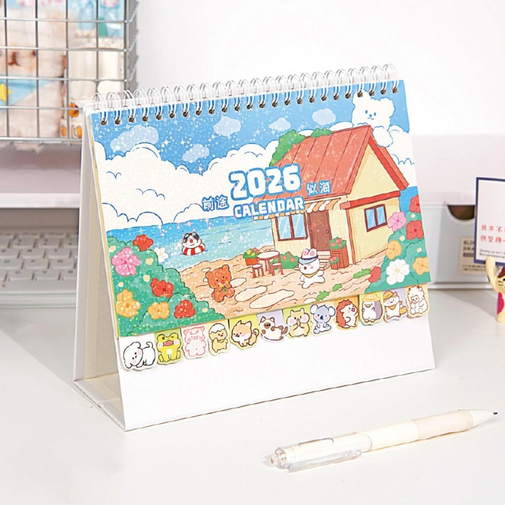 Coil Binding 2026 Desk Calendar Memo Notes Monthly & Daily Planner Monthly Calendar  School
