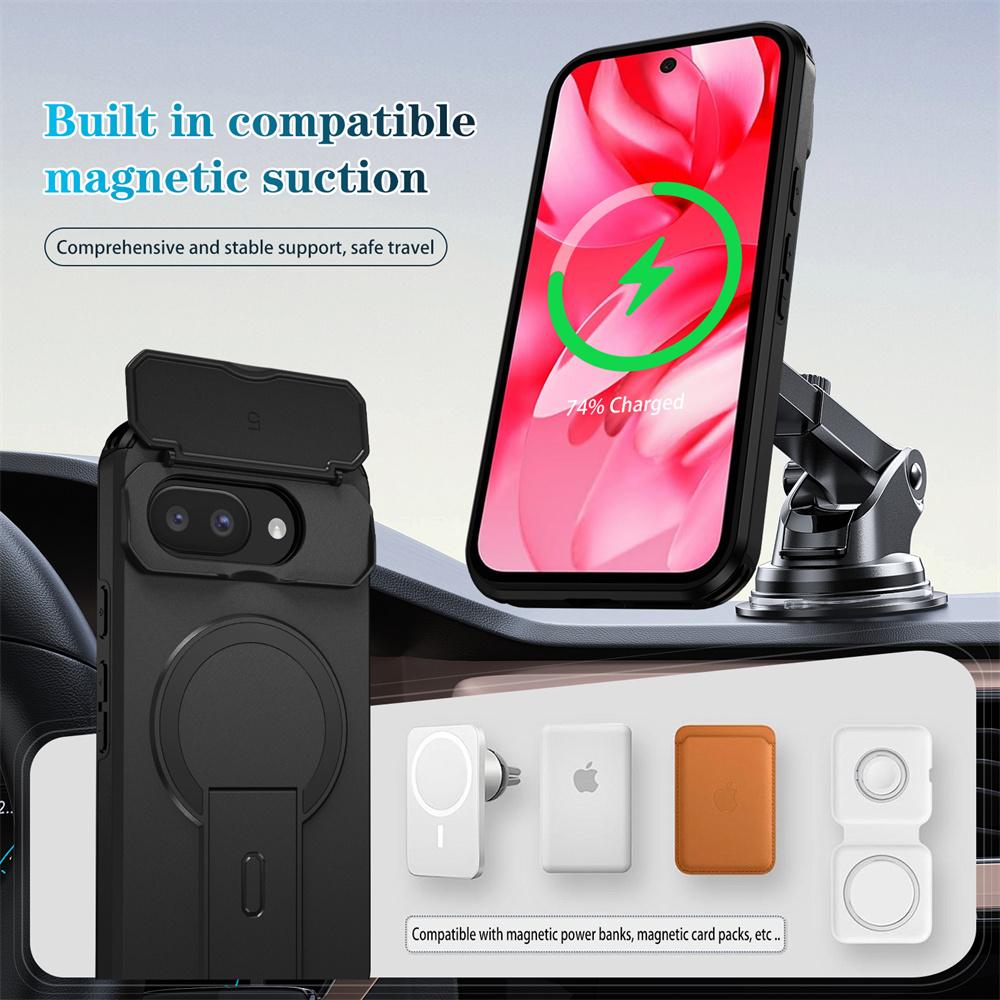 Слайдер Защита Камеры Складная Подставка Магнитная Для Magsafe Чехол Для Google Pixel 10 9 8 Pro XL 8A 9A 10A Ударопрочный Жесткий Задний Чехол