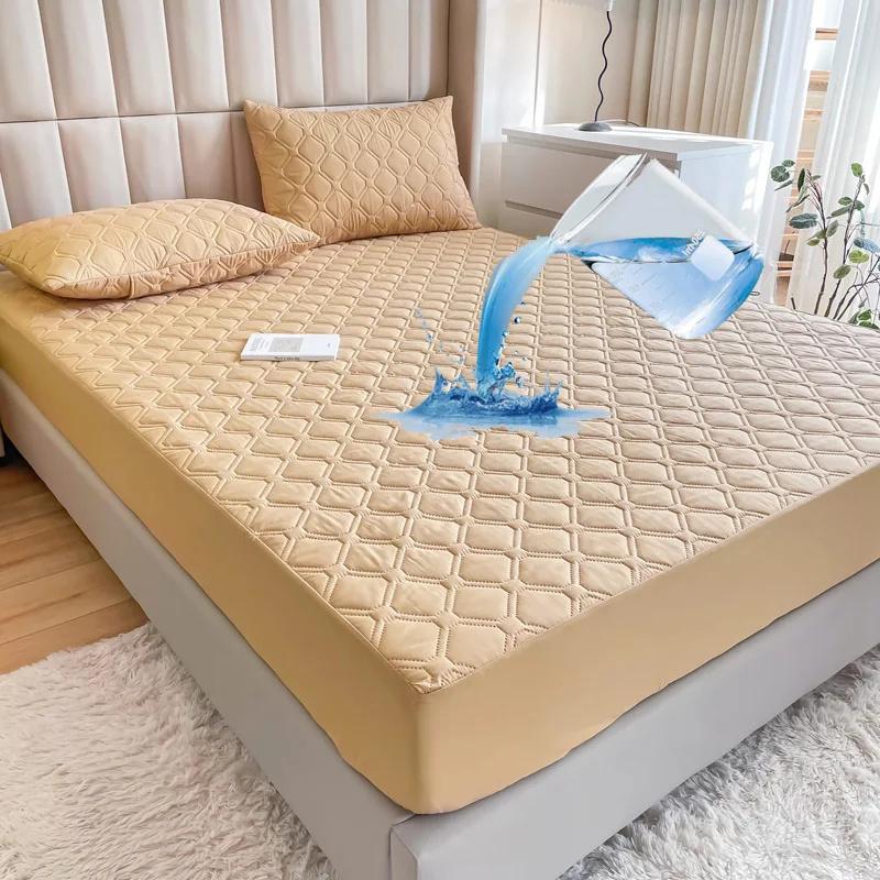 Супер водонепроницаемый стеганый матрас для кровати, набор чехлов для односпальной двуспальной кровати, защита от намокания, пылезащитная простыня на кровати