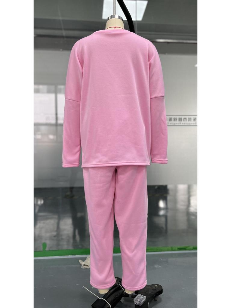 Женский повседневный свободный комплект из толстовки с длинным рукавом и брюк-шаровар на осень и зиму 2024