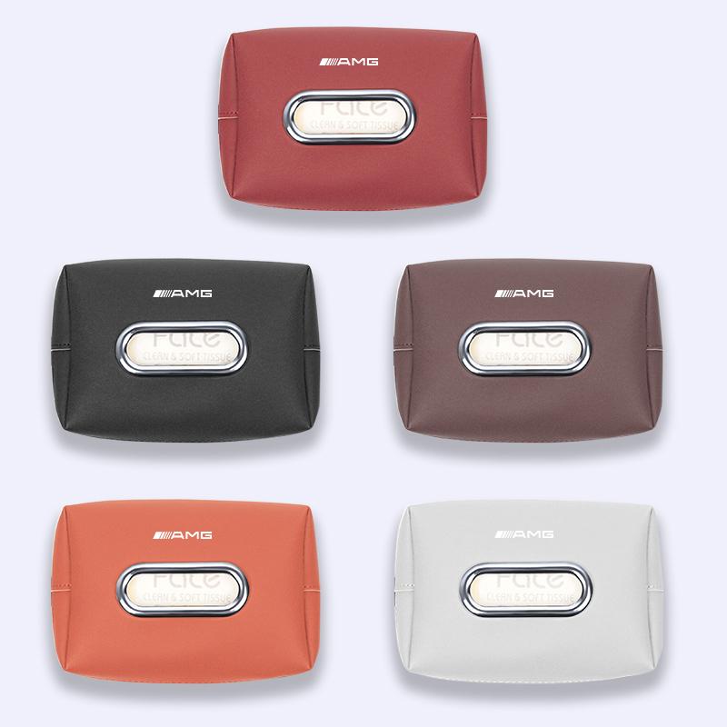 NRZV5 For Mercedes Benz AMG Car Interior Tissue Box Suede Fabric Rear Seat Back Tissue Bag  Accessories Car Decal W214 W205 W204 W206