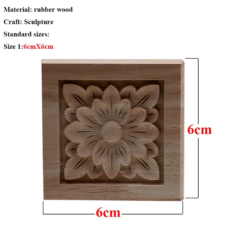 VZLX Square Wood Applique Carved Decal Corner Onlay Unpainted Furniture For Vintage Home Decor Door Cabinet Decoration Maison