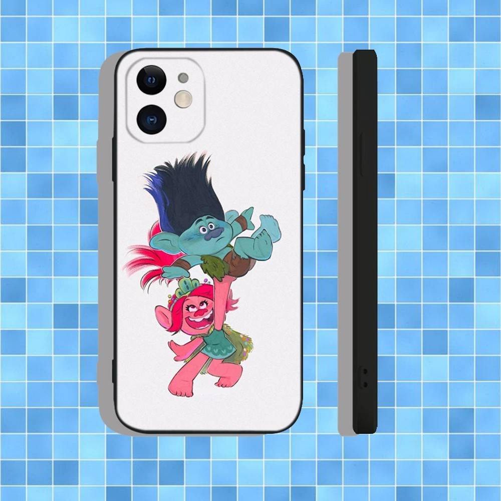 T-Trolls Cute Cartoon Phone Case For iPhone 17,16,15,14,13,12,11,Pro,Max,Plus,Air,X,XS,XR,SE,8,7,Mini,Soft Black Case