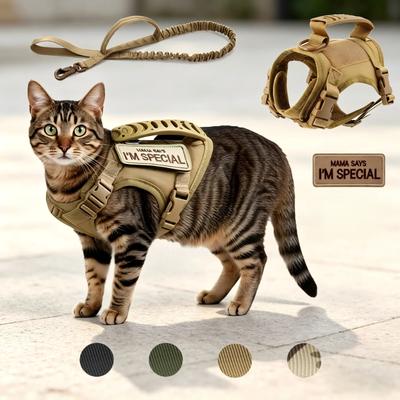 Одежда для домашних кошек Аксессуары для кошек Безопасная тактическая шлейка Жилеты Поводок для выгула С двумя наклейками Для кошек Щенков и маленьких собак
