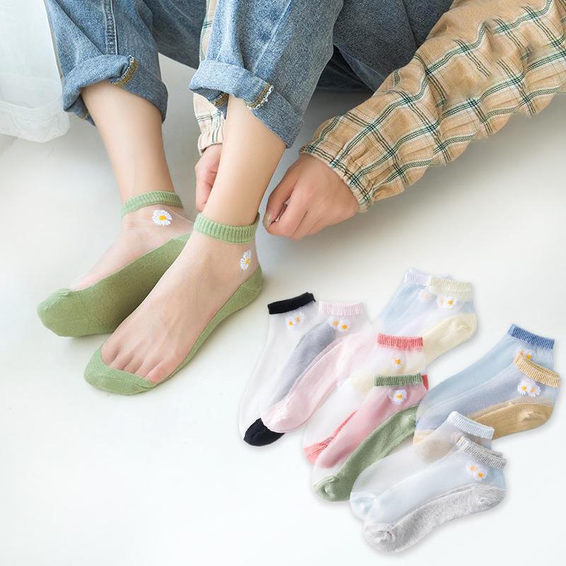 10 Pairs Comfortable Boat Socks Breathable Lace Socks Women Summer Casual Sports Socks Transparent
