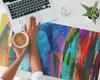 Protective Decorative Mat for Office Table Abstract Mosaic 100x50 cm