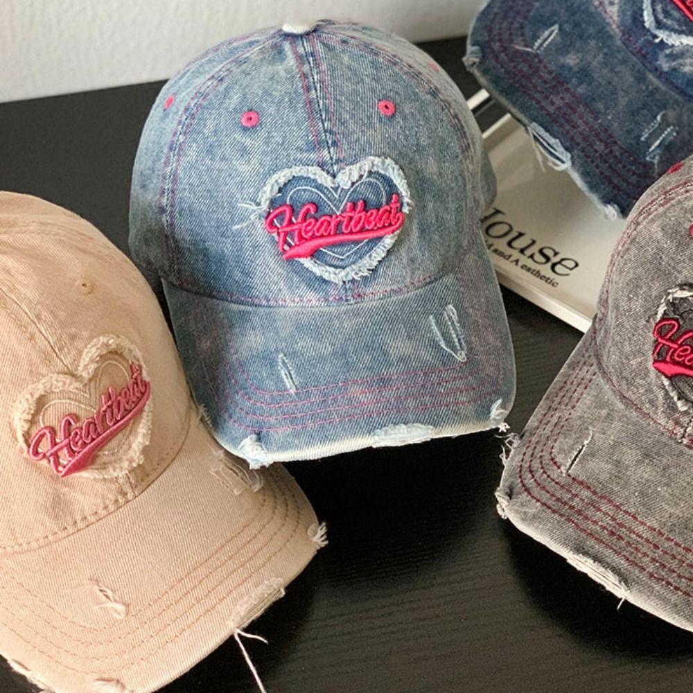 Кепка-снэпбек из денима с вышивкой «Письмо любви», модная винтажная бейсболка для улицы