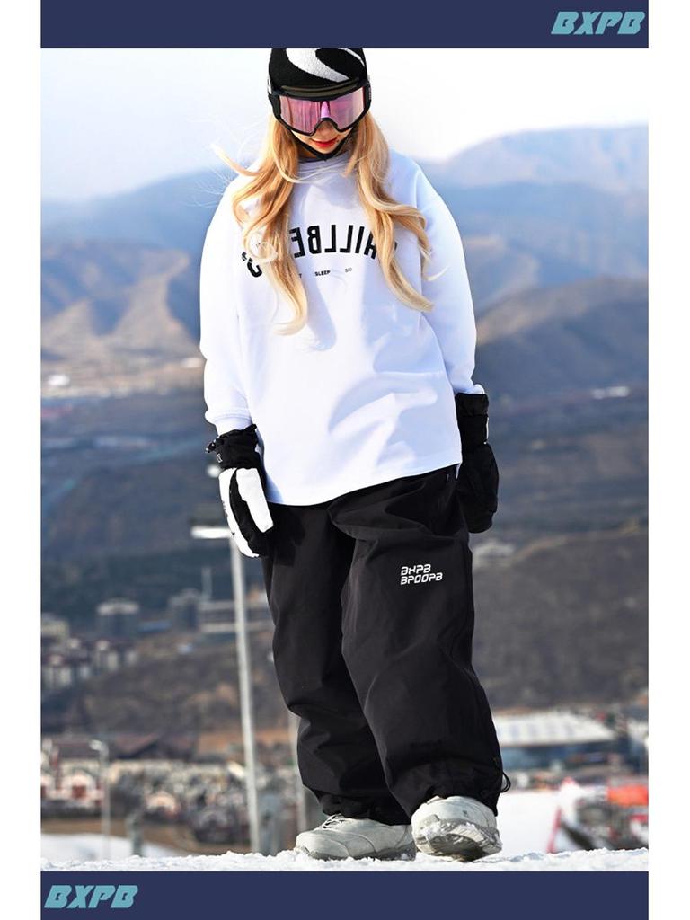 Водонепроницаемые ветрозащитные горнолыжные брюки со съемными лямками - Унисекс, однотонная снегозащитная одежда для катания на лыжах на открытом воздухе