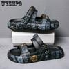 WTEMPO Мужские летние сандалии, шлепанцы на мягкой подошве, уличная полая пляжная обувь, домашние тапочки, носимая противоскользящая походная обувь