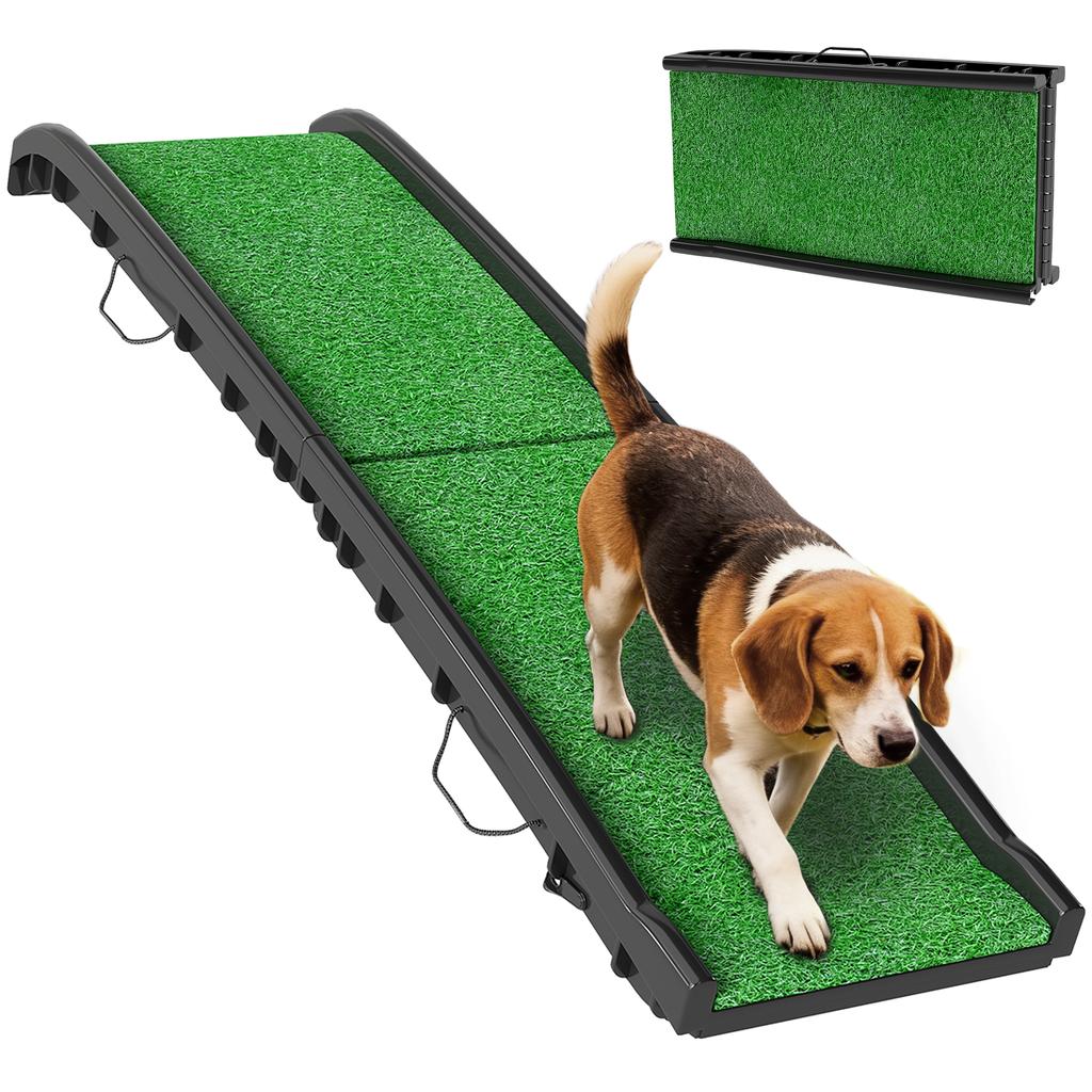 Foldable Dog Ramp With Artificial Anti slip Surface Portable And Lightweight For Cars Home 155 X 38.5 X 15.5 Cm